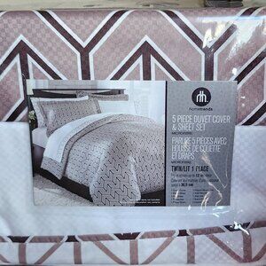 Hometrends Twin 5 piece Duvet Cover & Sheet Set Cappuccino/Chocolate